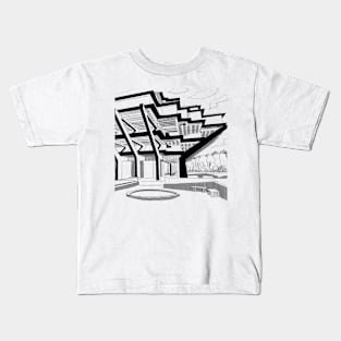 brutalist architecture in library in europe arts wallpaper Kids T-Shirt